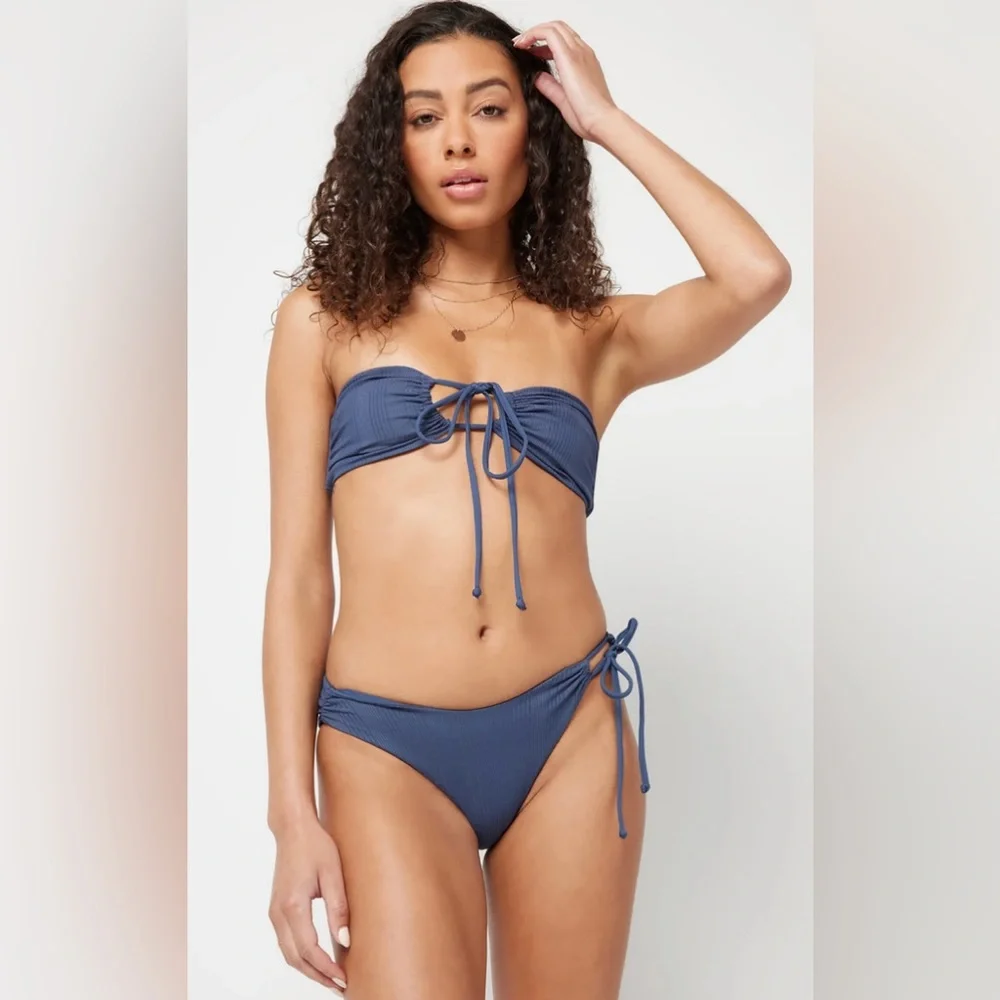 NWT L*Space Amal Classic Bottom in Slate Blue Gray Bikini Bottom